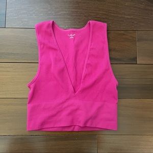 Urban Outfitters Neon Pink Plunge Seamless Tank